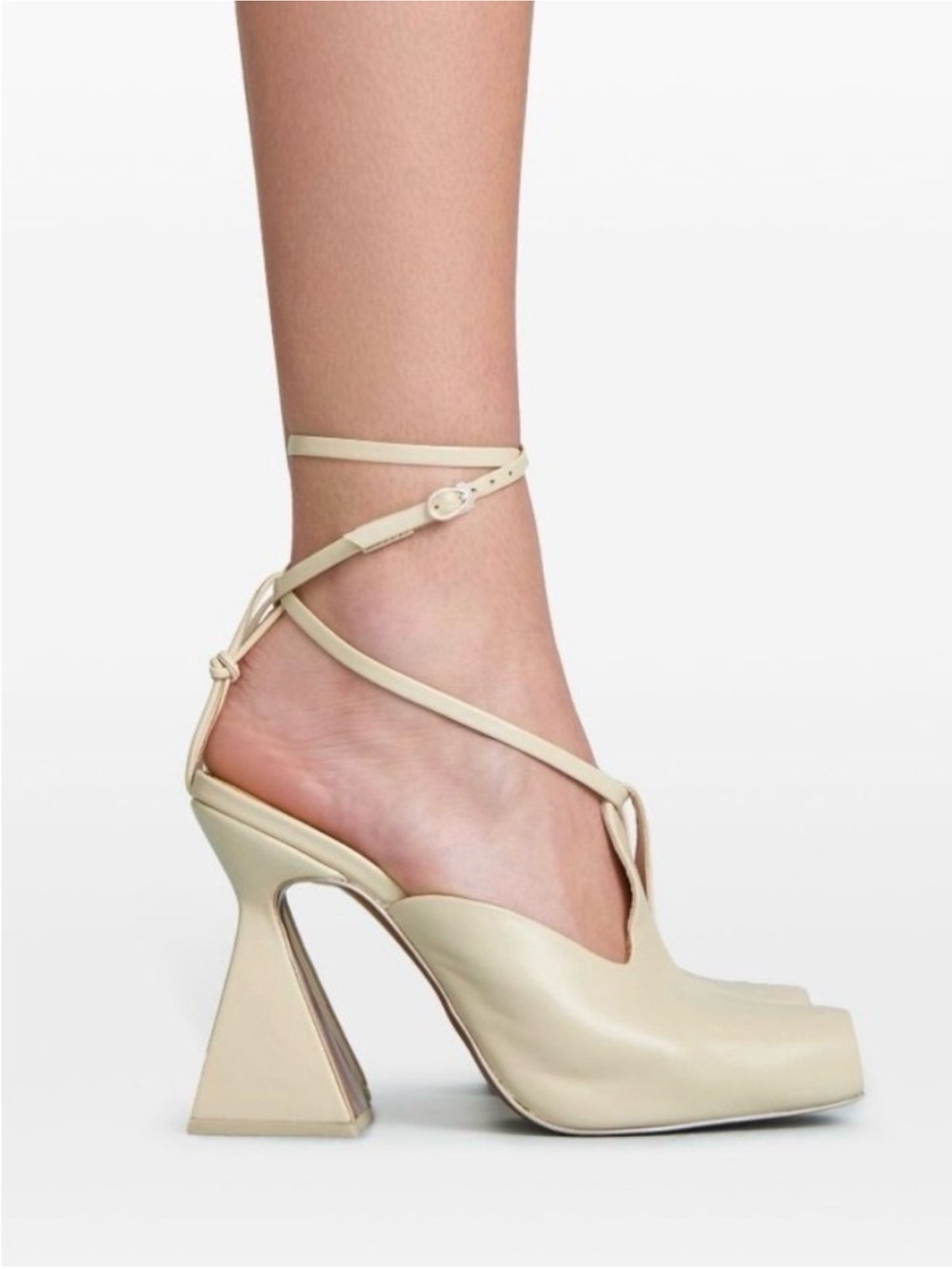 cult gaia lorena cream leather sculptural high heel ankle pumps mules shoes 38 - Picture 11 of 11